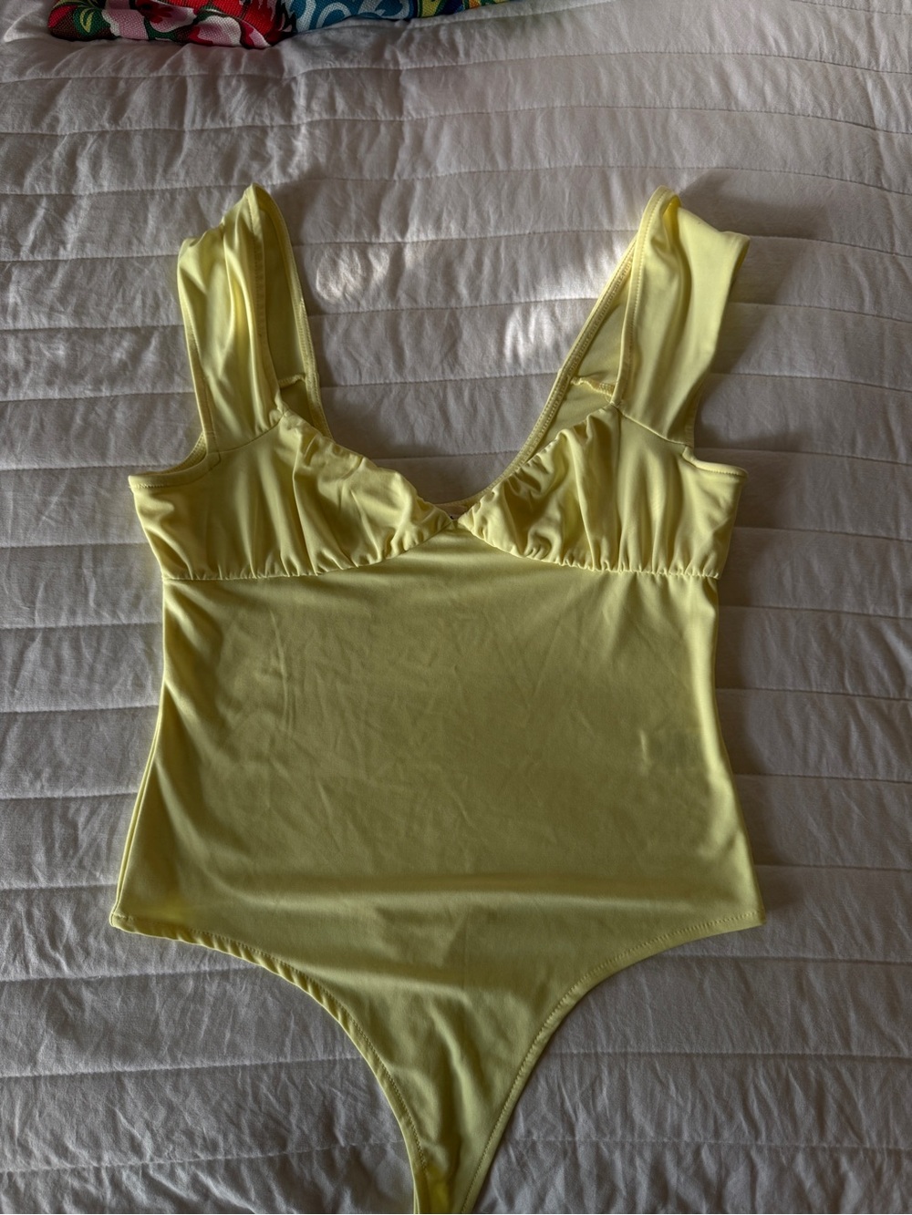 Open Edit Women’s Light Yellow Scoop-Back Bodysuit